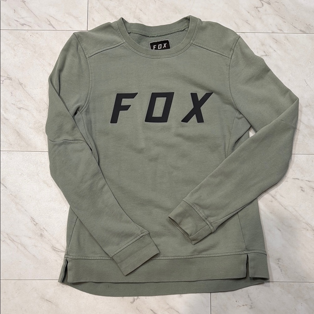 Fox Sage Green Crewneck with Black Logo